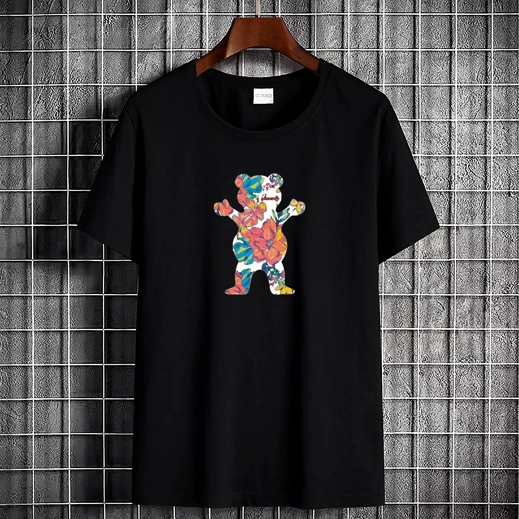 Grizzly Skateboard T Shirt Maui OG Bear Black vintage Washed Top For Everyday Wear homme Stylish Casual streetwear Breathable
