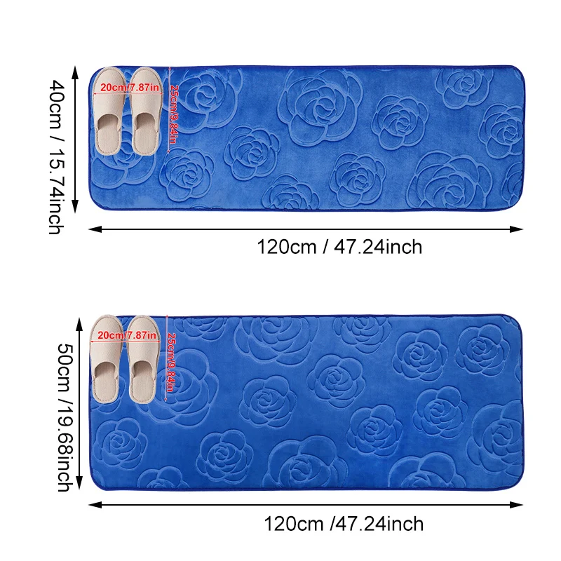 Bath Rugs Rose Flower Embossed Bathroom  Mat Flannel Non-Slip Carpet in Bathtub Floor Rug Shower Room Doormat