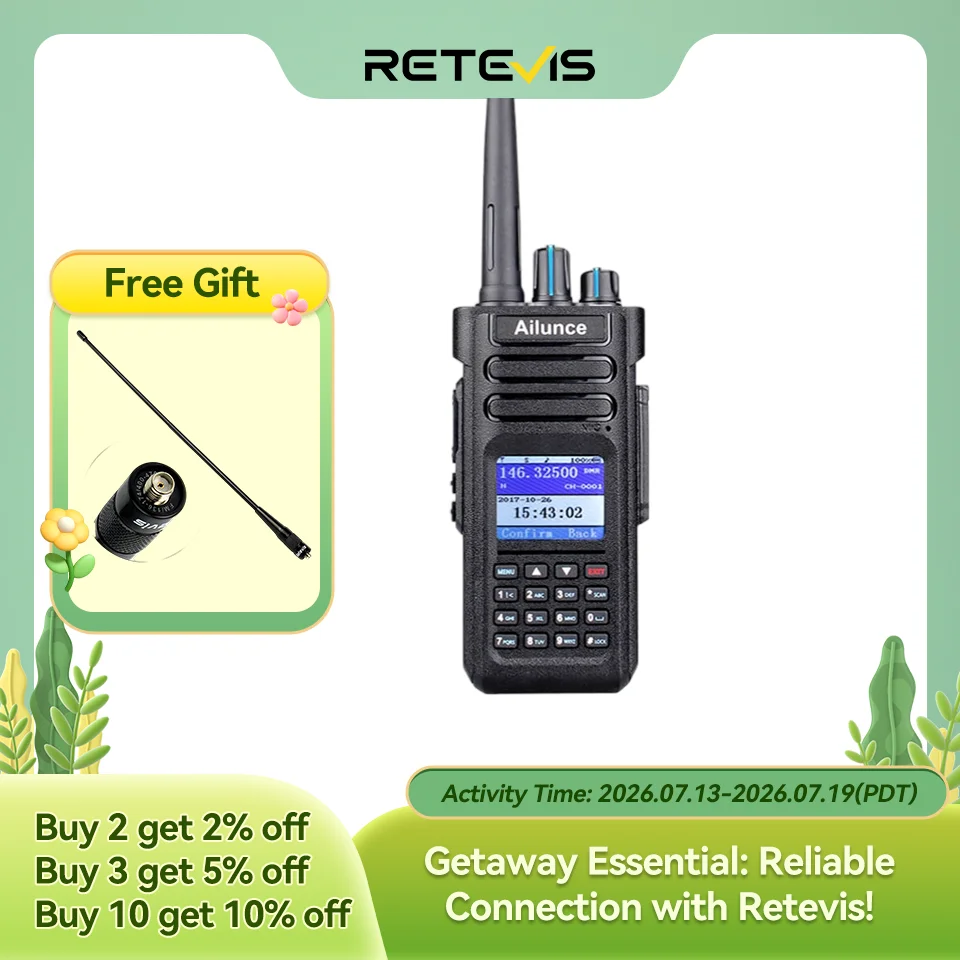 Ailunce HD1 DMR Walkies Talkies Long Range Walkie Talkies Portable Radio FM Communication Emergency Radio Ham Radio Station GPS