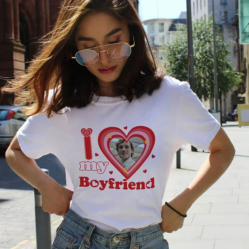 

I Love My Boyfriend Love Heart Women T Shirt Your Photo Here Personalized Customized Tshirt Girlfriend Gift Your Photo Text Top