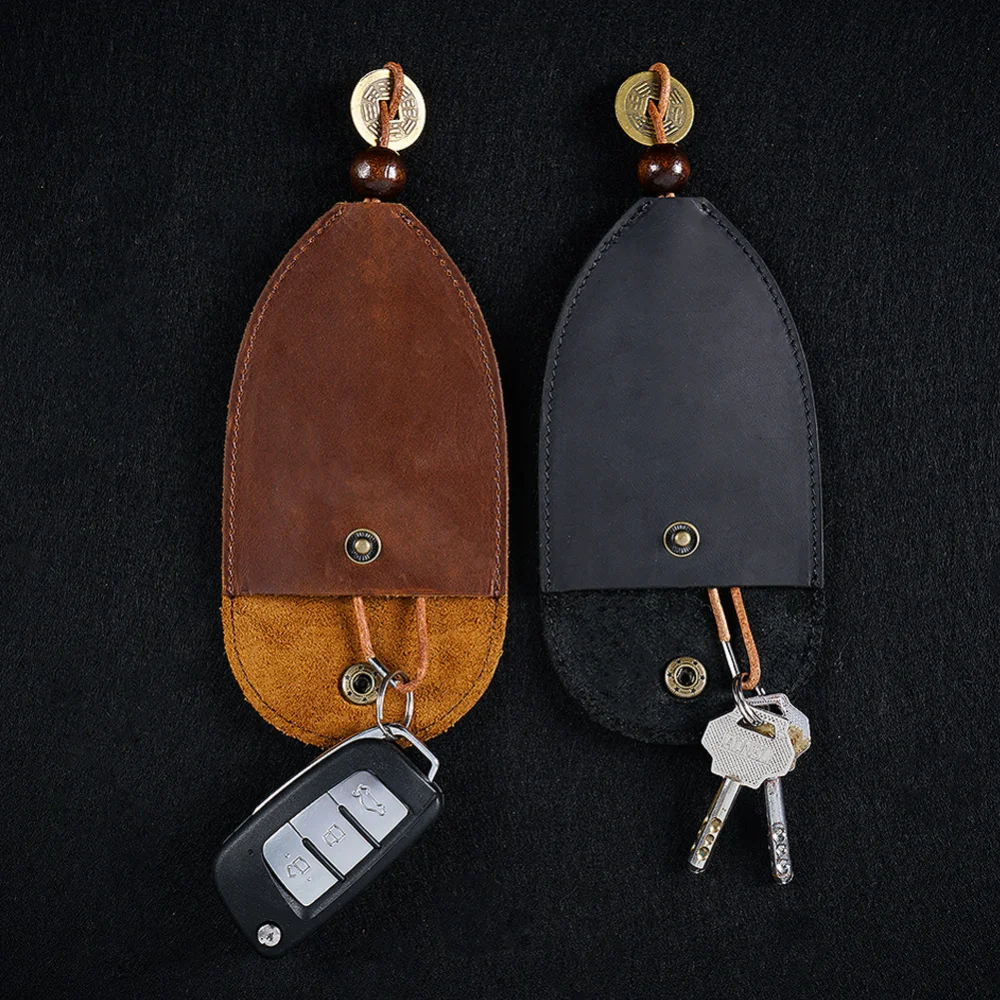 Retro Mini Key Bag Men'S Car Key Protect Cover Hand-Pull Storage Bag Vintage Coin Wallet Key Holder for Women with Chains