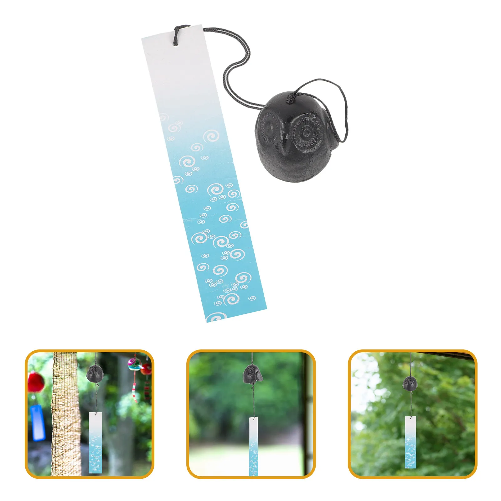 Japanese Style Owl Wind Chime Metal Hanging Wind Bell Decorative Home Garden Balcony Decor Ornament