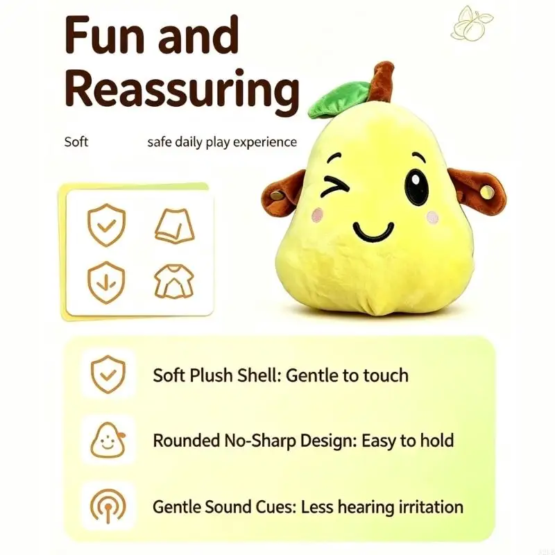 Musical Interactive Plush Toy with Sound and Movement Responses, Polyester Fruit-Shaped Character with Electronic Module A2UB