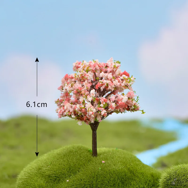 1pc Artificial Cherry Blossom Tree & Golden Book Miniature Plant Model DIY Micro Landscape Decor Accessories