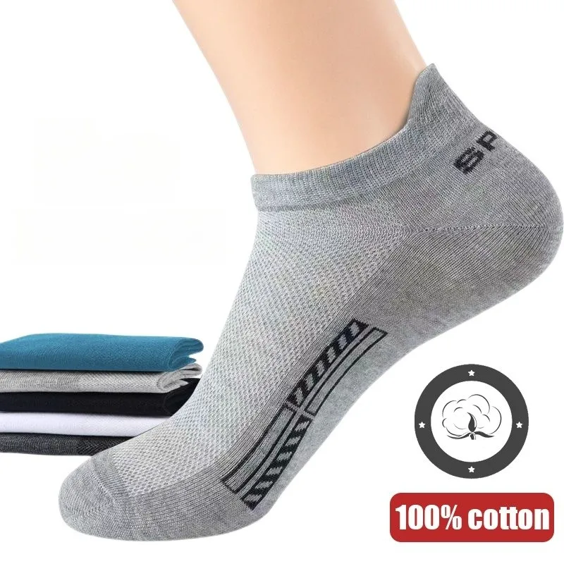 Chaussettes de sport en pur coton pour hommes, maille fine, non ald, décontracté, athlétique, coupe courte, taille 38-46, été, 10 paires