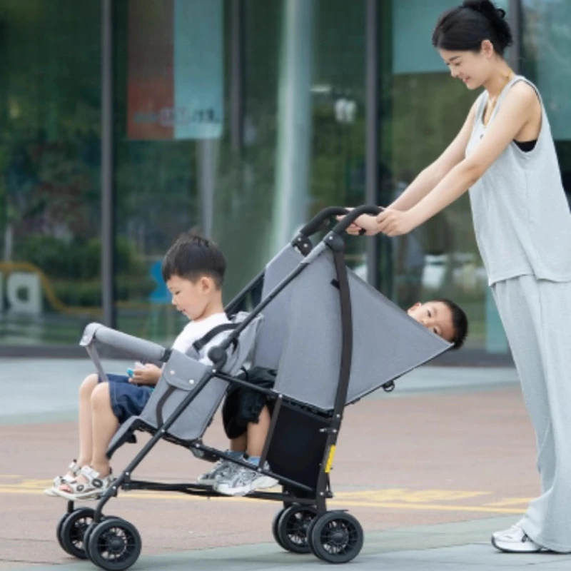 

‌Tandem Front-Back Double Stroller,One-Hand Quick Fold Mechanism,Twin Kids Buggy with Storage Basket,Protection Canopy‌