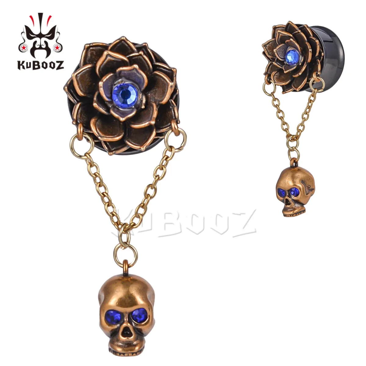 Wholesale Price Stainless Steel Flower Skull Ear Expander Plugs Tunnels Gauges Body Piercing Jewelry Earrings Stretchers 32PCS