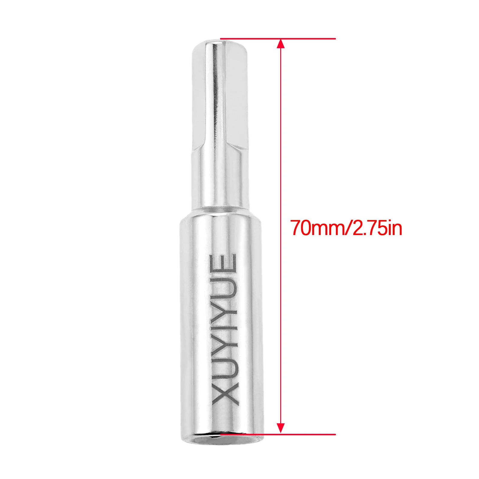 1pc Piano Power Tuning Pin Socket 70mm Silver Piano Tuning Pin Removal Tool Tetragonal Internal Opening Quick