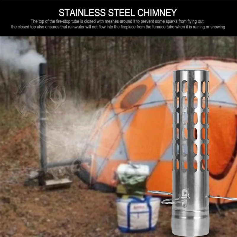 ¡Caliente! Tienda de campaña, estufa, piezas de chimenea, accesorios para estufa de leña, tubo de chimenea, pararrayos de acero inoxidable