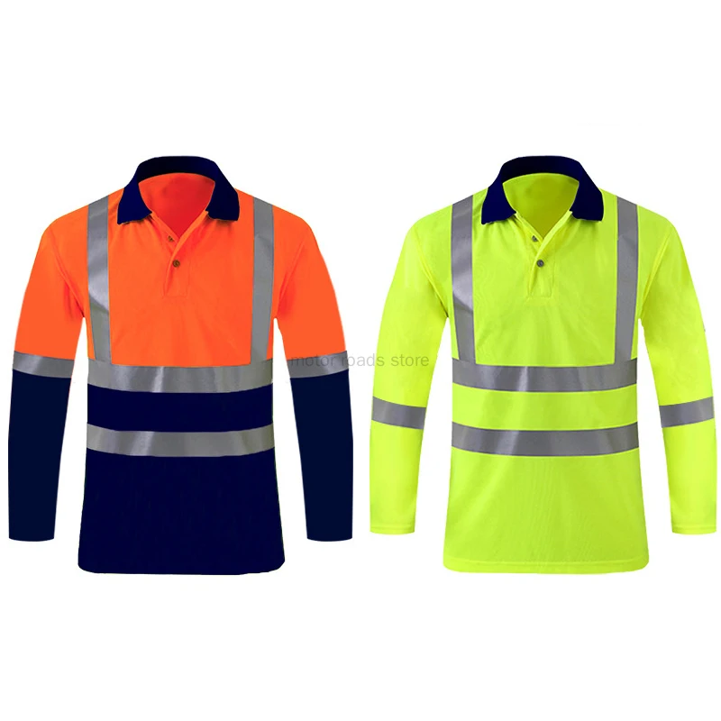 Shirts for Men High Visibility Reflective T-shirt Long Sleeves Safety Shirt Hi Vis Workwear Shirt Work Shirts Polo