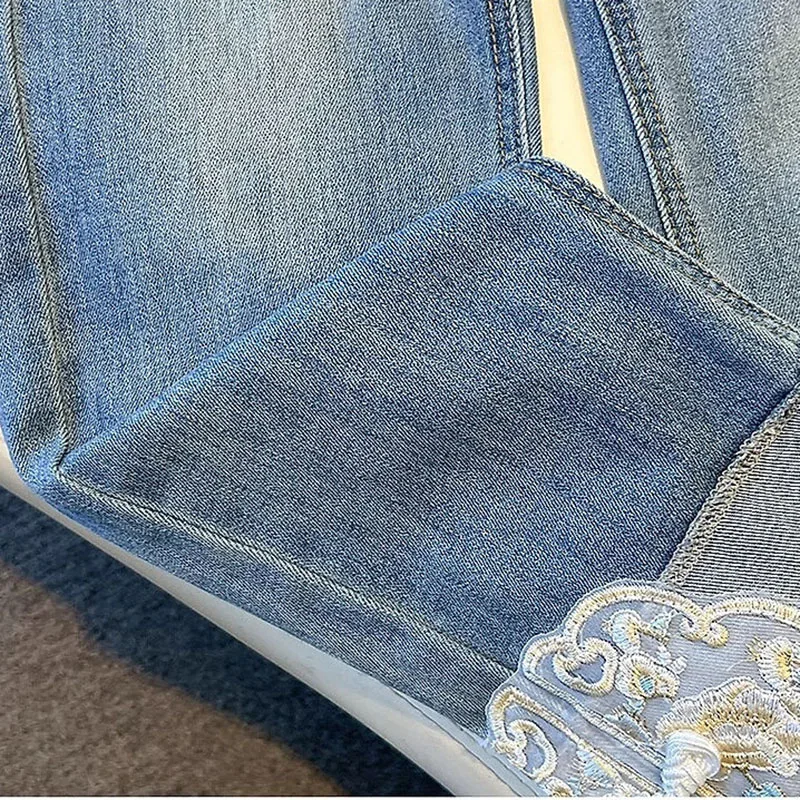 กางเกงยีนส์ทรงตรงผู้หญิง สไตล์ชาติพันธุ์ ปักลายใหม่ ฤดูใบไม้ผลิ ฤดูใบไม้ร่วง 2025 ทรงหลวม ใส่สบาย ดูดี มีสไตล์