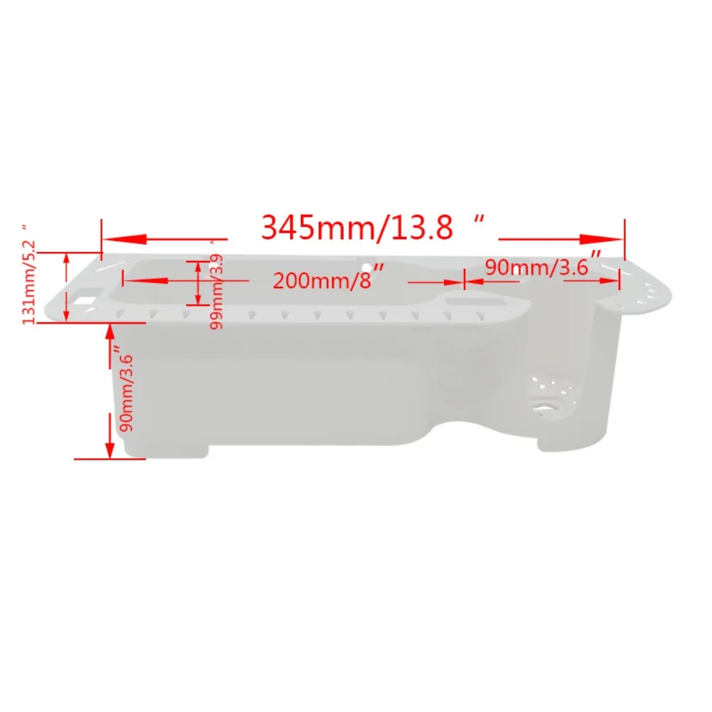 White Plastic Marine Storage Box Rectangular Shape with Mounting Flange for Boats Yachts Kayaks 345x131x90mm Drainage Design