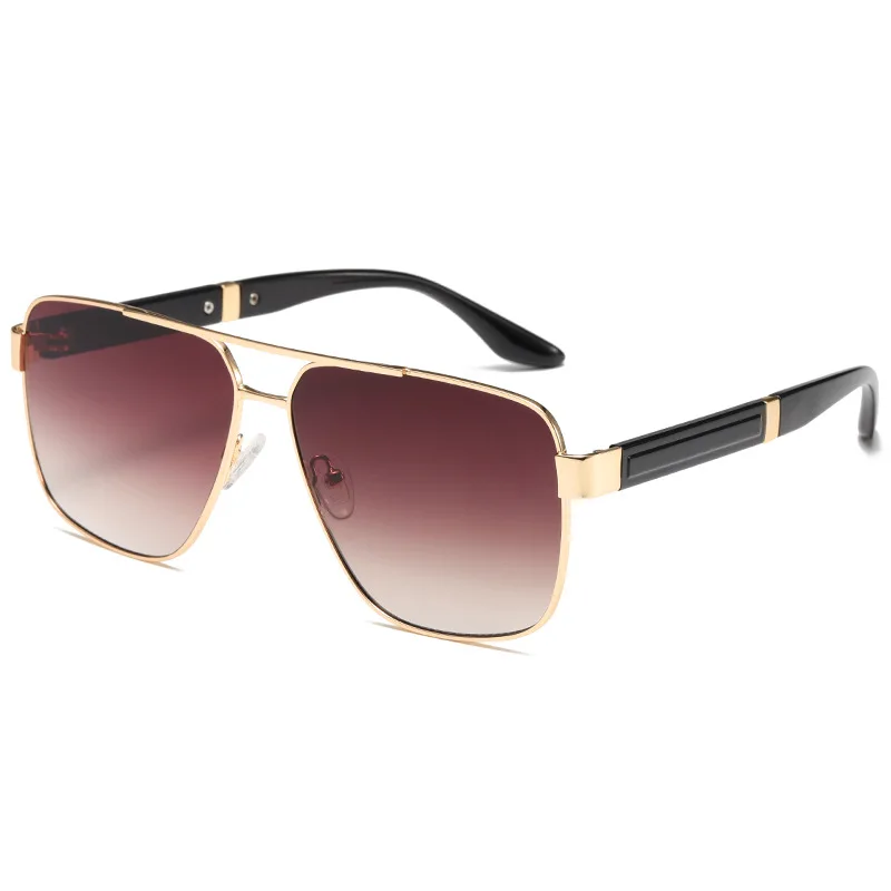 نظارات شمسية BX بإطار مربع طيار مزدوج الجسر معدني، نظارات رياضية عصرية مضادة للأشعة فوق البنفسجية للرجال والنساء