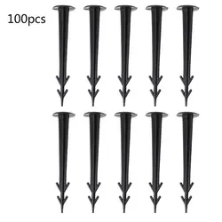 100Pcs Plastic Garden Cover Cloth Securing Stakes Spikes Lawn Pins Pegs Sod Stap For Fixing Turf on Garden And School Playground