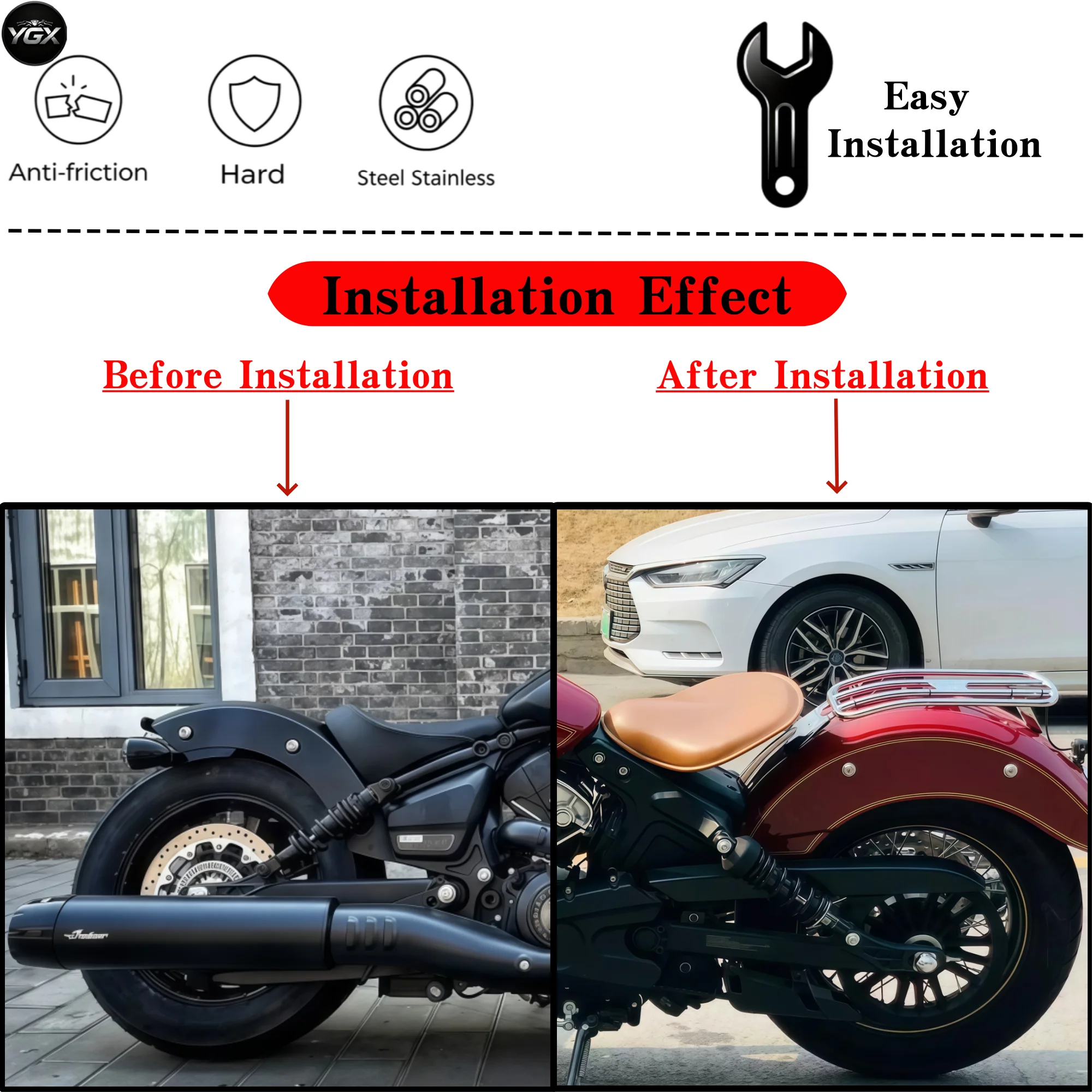 For 2015-Up Indian Scout Motorcycle Rear Seat Luggage Rack Steel Support Fender Shelf Parts Accessories