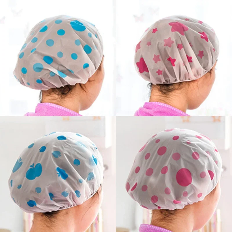 Skin Care Skincare Face Cleaning Tools Waterproof Shower Cap Thicken Lovely Women Bath Hat Color Elastic Bathing Cap Shower