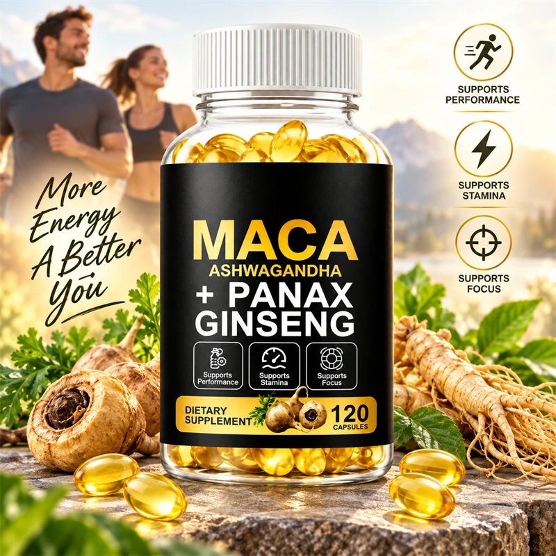 Maca Root Softgels with Ashwagandha Panax Ginseng for Male Enhancing,Stamina Muscle,Improve Endurance & Muscle Mass Workouts