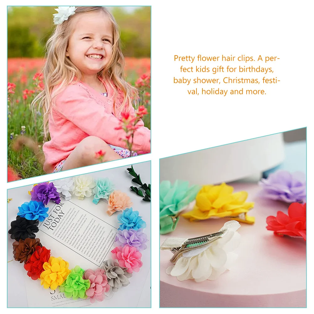 

20Pcs Flower Hair Clips Baby Girls Chiffon Floral Hair Accessories for Toddlers Kids Birthday Party Holiday Gifts