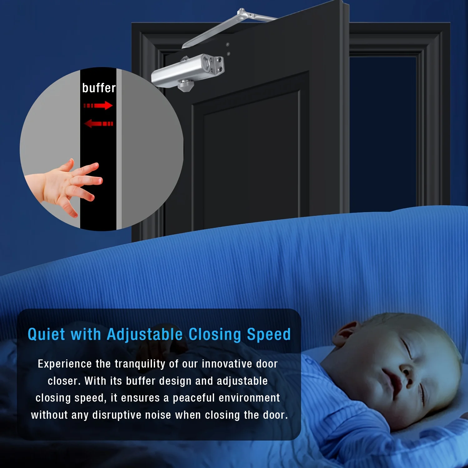 سدادة باب قابلة للتعديل، باب عازل زنبركي معدني أقرب، أداة إغلاق كتم الصوت متعددة الاستخدامات للاستخدام التجاري السكني