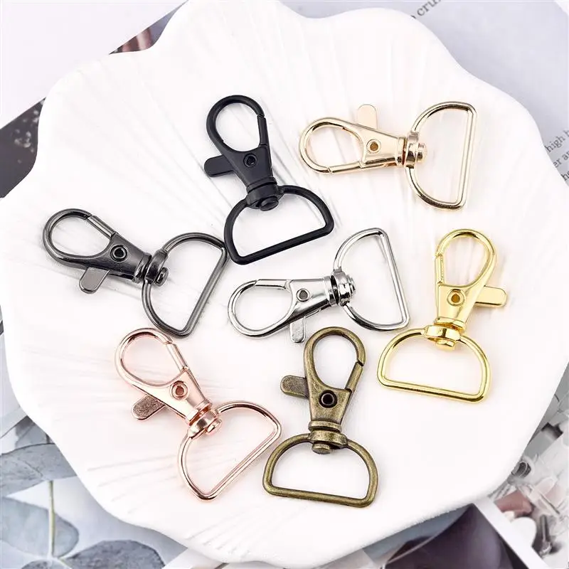 5/10Pcs Swivel Clasps with D Rings Lanyard Snap Hooks Keychain Clip Hook Metal Lobster Claw Clasps for Key Rings Crafting Sewing