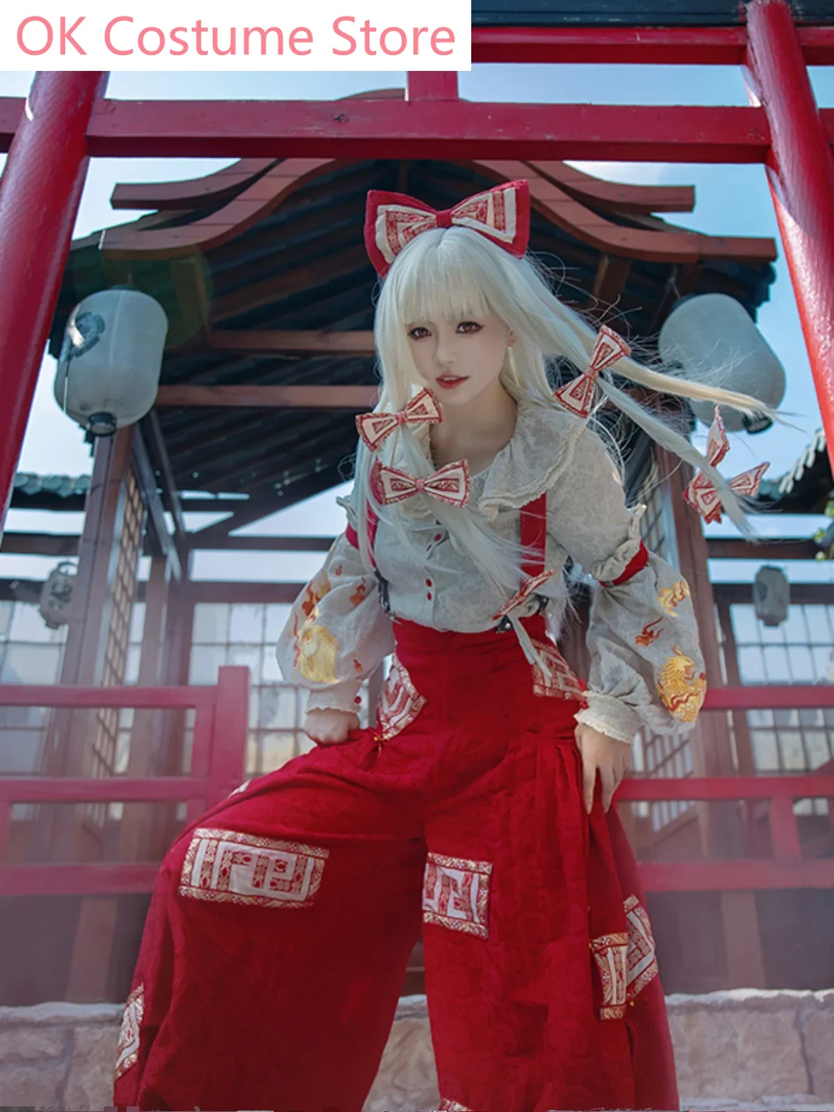 Touhou Project Fujiwara No Mokou Cosplay Costume Cos Game Anime Party Uniform Hallowen Play Role Clothes Clothing