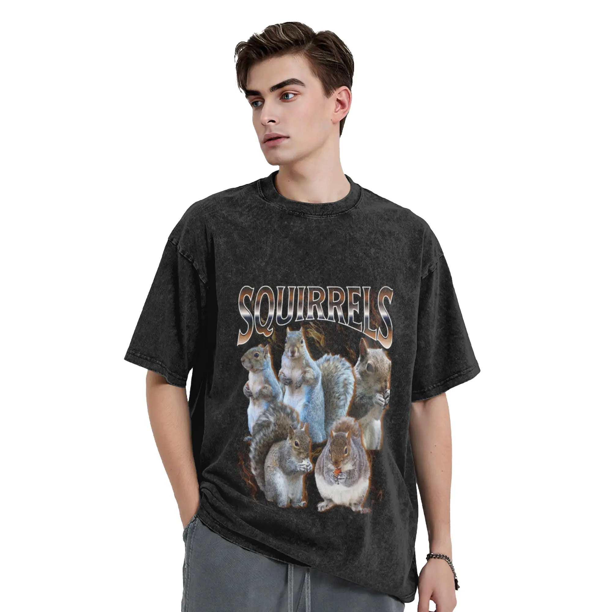 Squirrel Bootleg Grunge Classic Cool A Vintage Oversized Cotton Unisex T-Shirts
