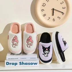 Sanrio Kuromi Children Slippers Anime Figure 23 My Melody Winter Kids Shoes Anti-Slip Plush Keep Warm Cute Cartoon Hot New Style