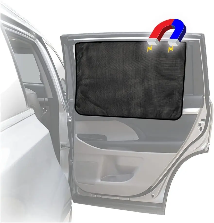 

Universal Magnetic Car Window Sun Shade for Kids - Black Mesh, Blocks Sunlight & Heat, Easy Install