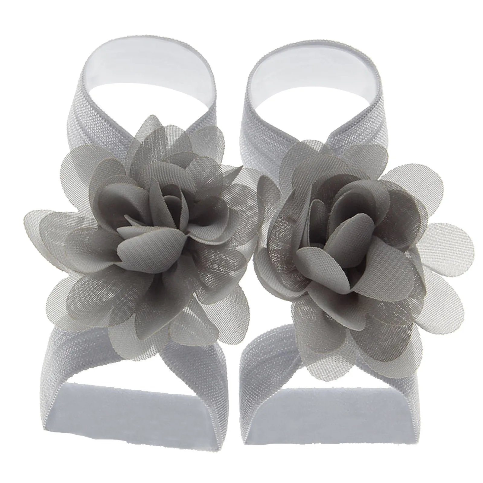 Fashion 2pcs/pair Boutique Chiffon Flower Newborn Toddler Barefoot Sandals Baby Girls Foot Cover Photo Props Kids Accessories