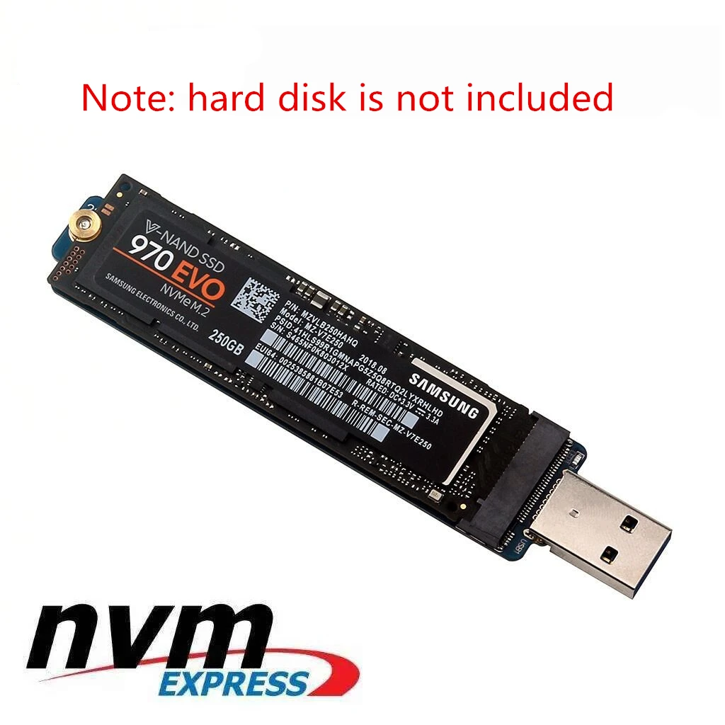 Nvme-USBアダプター,10 gbps usb3.1 gen 2 m.2 pcie ssdからtype-aカード (ケーブル不要),USBからm2ソリッドステートドライブキー (キーm)