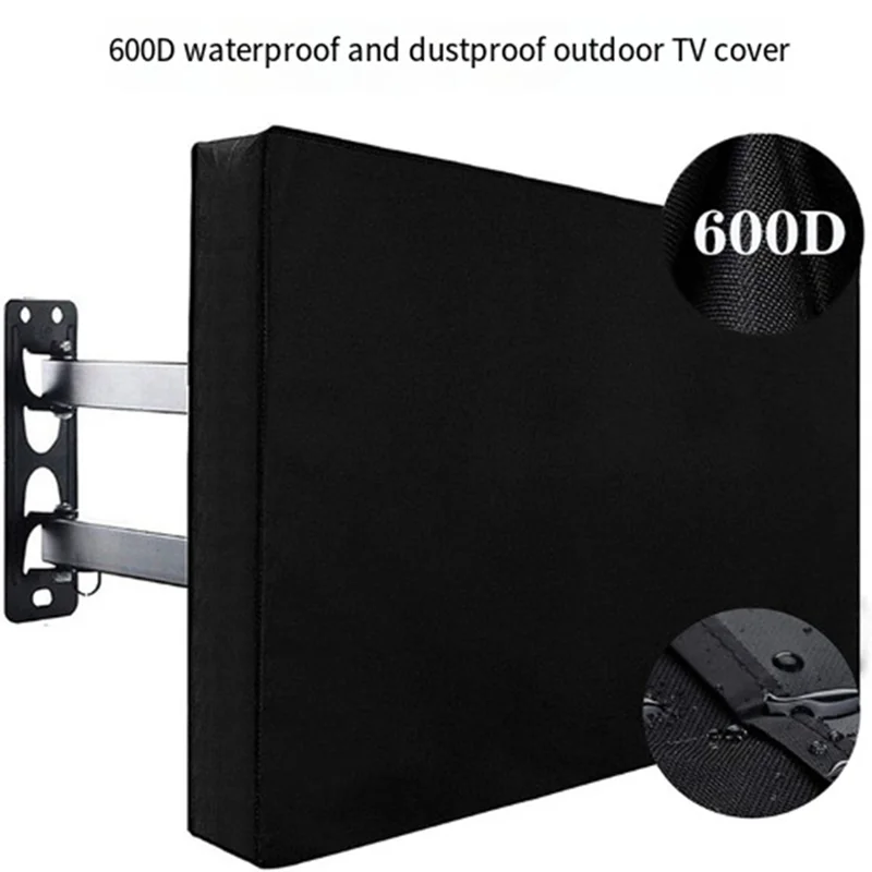 غطاء تلفزيون خارجي مقاوم للماء مع غطاء سفلي، قماش سميك، غطاء تلفزيون مقاوم للغبار والطقس-POS