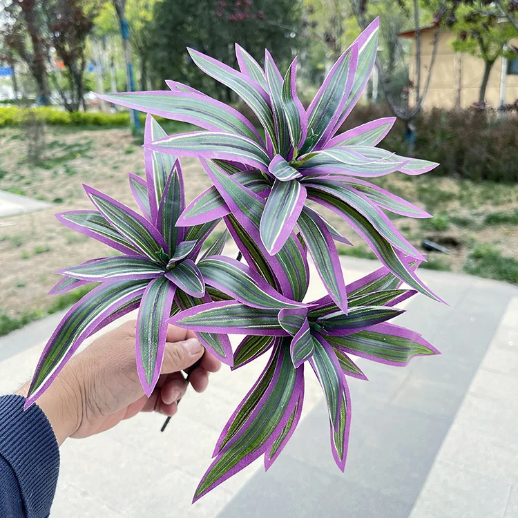 36 cm 3 Köpfe Künstliche Palme Kunststoff Bambus Zweig Tropische Topfpflanzen Gefälschte Gras Für Home Desktop Pflanze Wand Dekoration – Detail 2