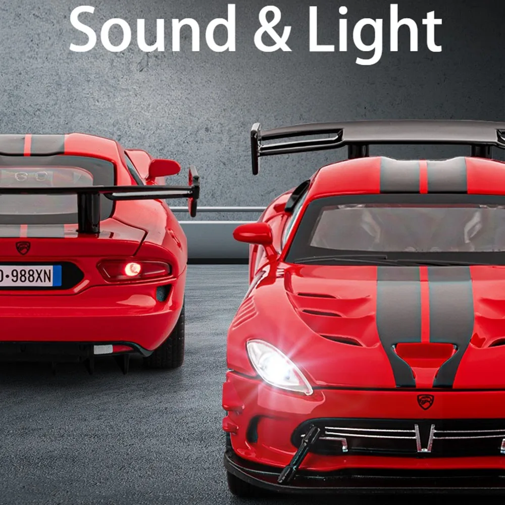 1:32 Viper Tomahawk Speelgoed Supercar Modellen Metal Diecast Sound Light Deuren Geopend Pull Back Miniatuur Sportwagens voor Kinderen Geschenken