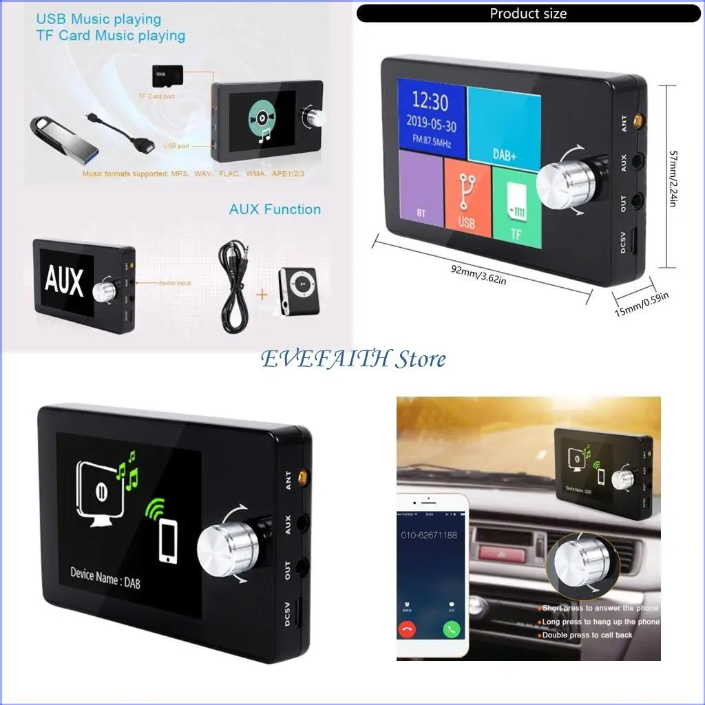 

124B 2.8 In Car Digital Radio Receiver With Intuitive Display&Easy Channel Navigation