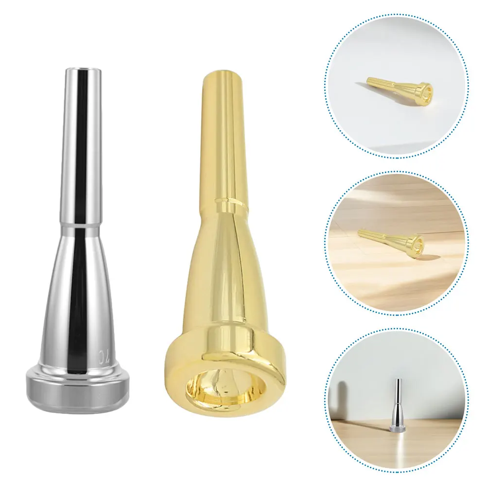 

2 Pcs Trumpet Mouthpiece Durable Copper Clear Sound Portable Musical Instruments Accessory Professional Players Wind Instrument