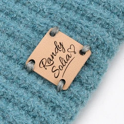 Sewing Tags, Leather Tags, Genuine Leather, Custom Fold Labels, Square 1x1 Inches, Personalized Logo Or Text , D514