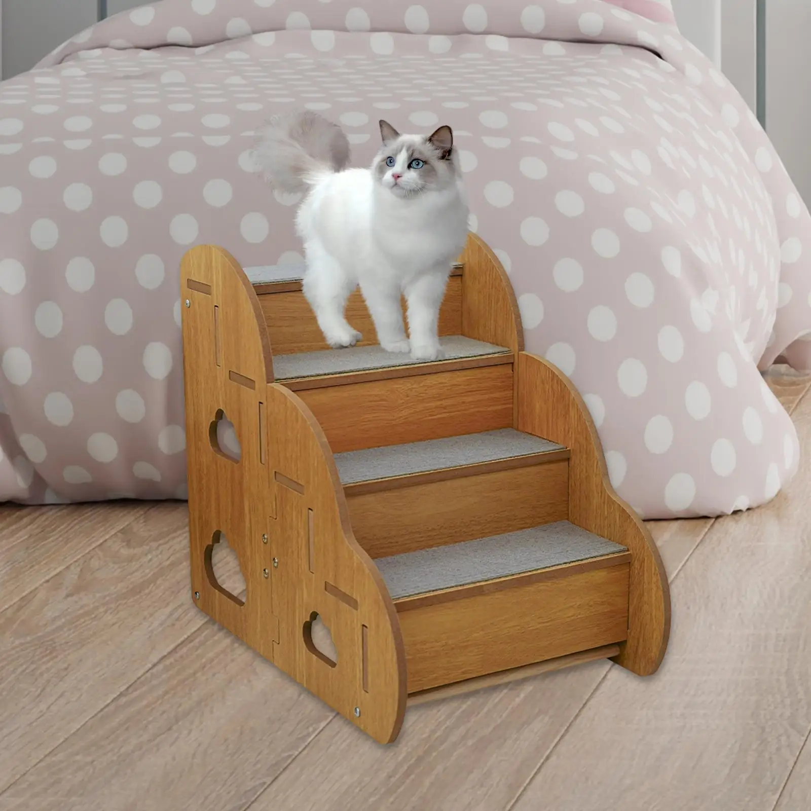 

Деревянная лестница-пандус из МДФ для кошек и маленьких собак, для пожилых питомцев, для мягкого подъема