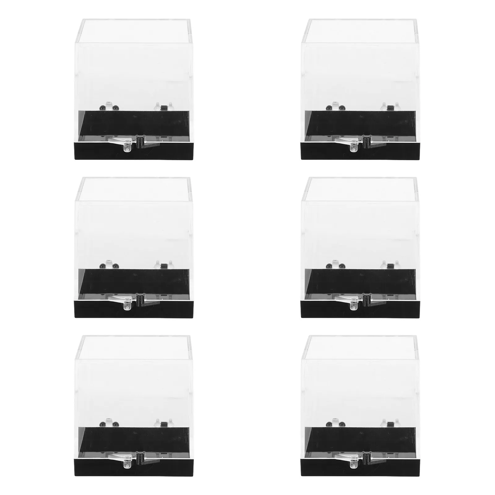 Caja de exhibición pequeña de 6 piezas, estuche transparente de plástico para muestras de rocas, cristales y minerales, vitrina cúbica de 5.2x5.2cm con base negra para exhibición detallada