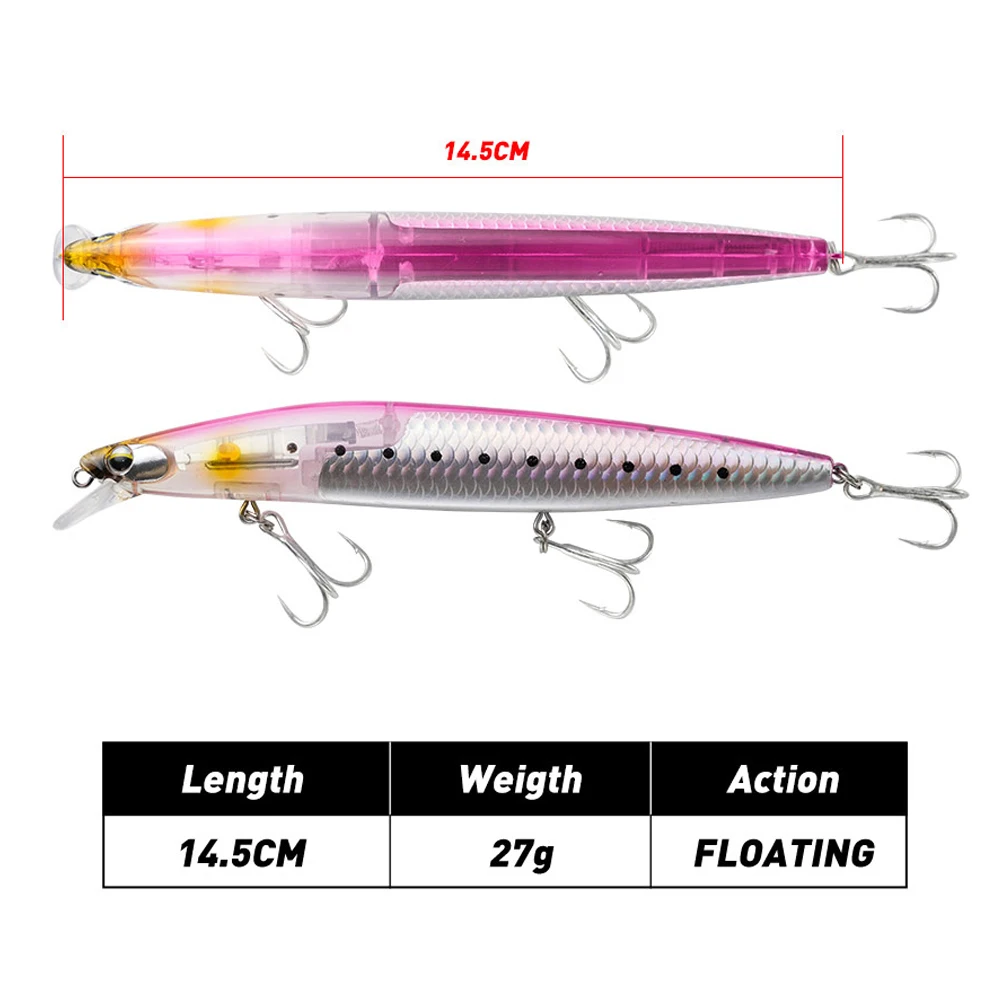 Long casting Fishing Lure 14.5cm 27g Floating Minnow with Flash Blade Fishing bait for Seabass High Quality