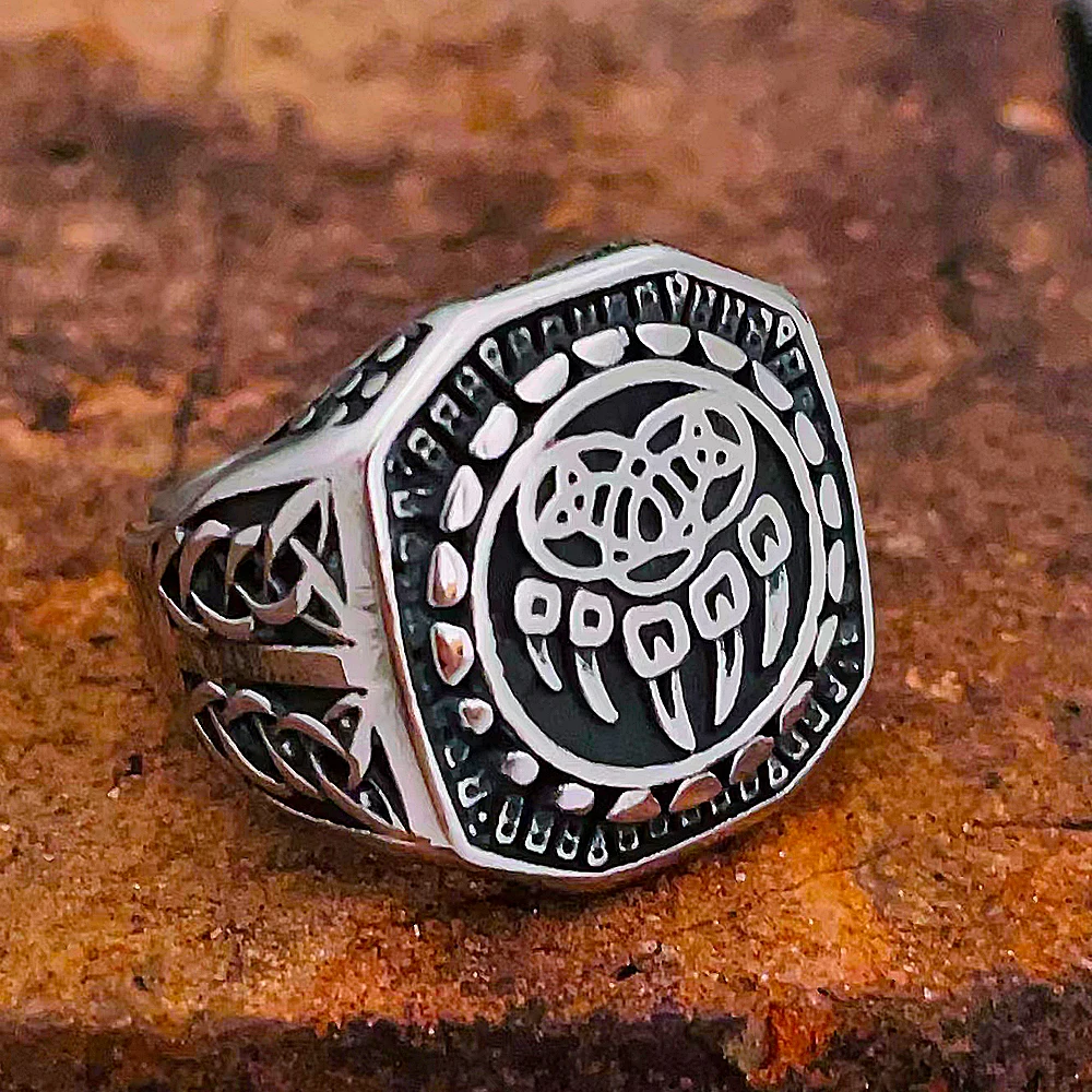 Einzigartiger Wikinger-Bärenklauen-Ring für Männer, Vintage-Stil, Edelstahl, Odin, Wikinger, keltischer Ring, Punk, Motorradfahrer, Biker-Schmuck, Großhandel – Detail 13