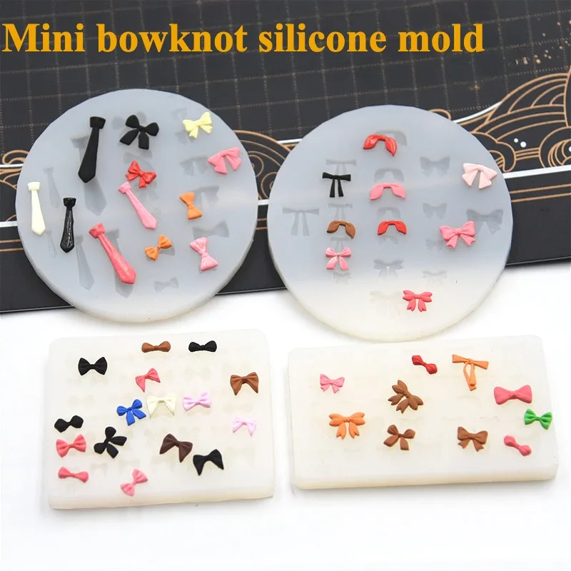 Ultra Light Clay Mini Bowknot Silicone Mold Multi-size Stereo Rollover Mould Plate DIY Polymer Clay Bow Doll Model Accessories