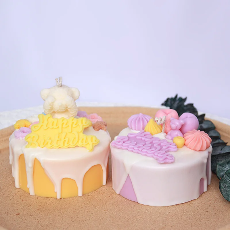 Cute Cake Candle Silicone Mold 3D Creative Mousse Pastry Baking Chocolate Aroma Candle Wax Mould Handicraft Birthday Decorative