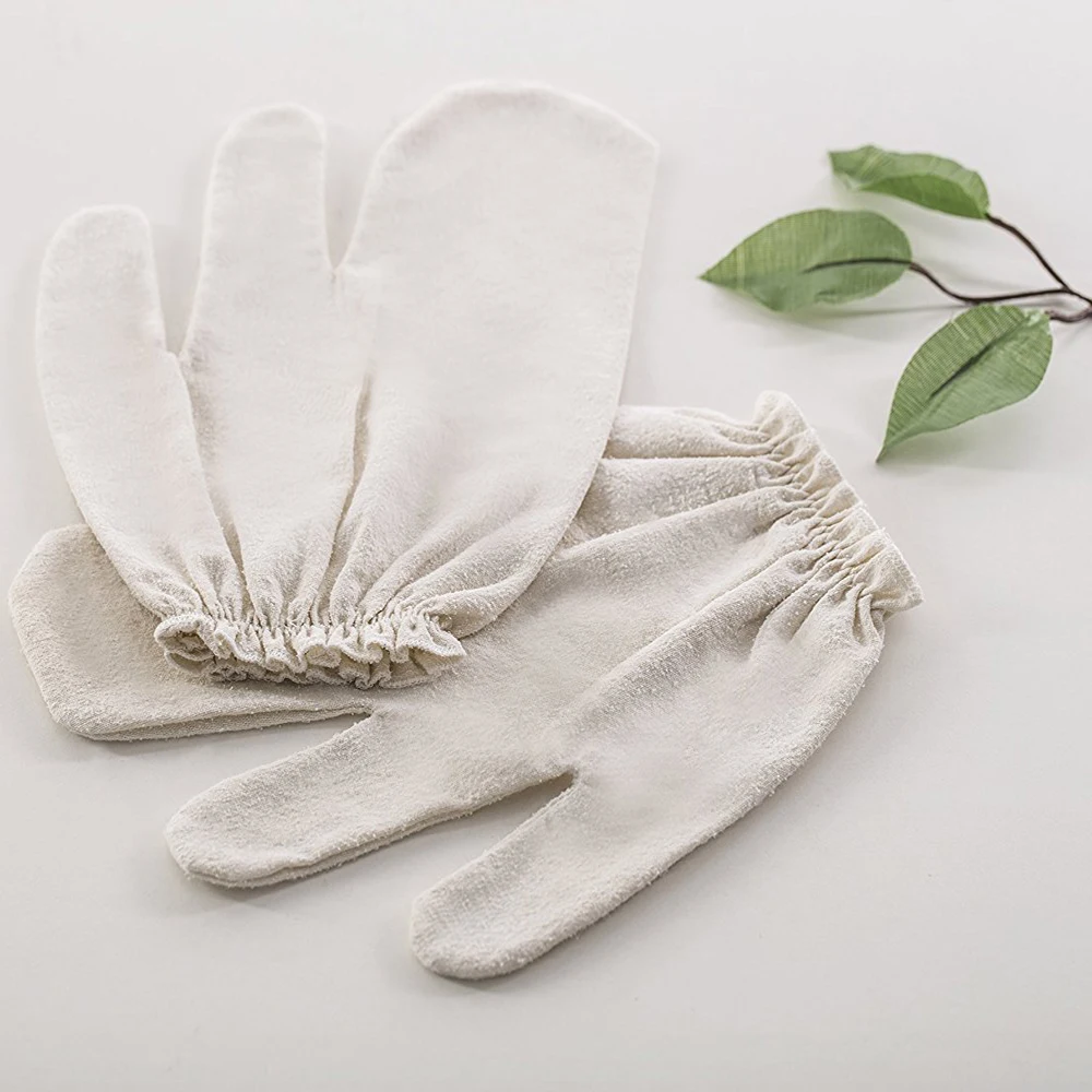 Garshana Gloves Removal Dead Skin Mitts Raw Silk Dry Massage Gloves Ayurvedic Massage Glove SPA Glove