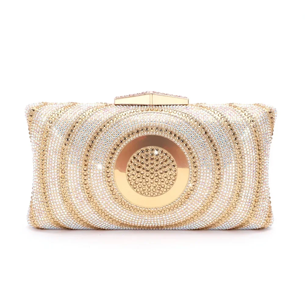 XIYUAN Circle Pattern Wedding Bridal Clutch Purse Woman Colorful Diamond Evening Bag Crystal Gala Birthday Prom Party Handbag