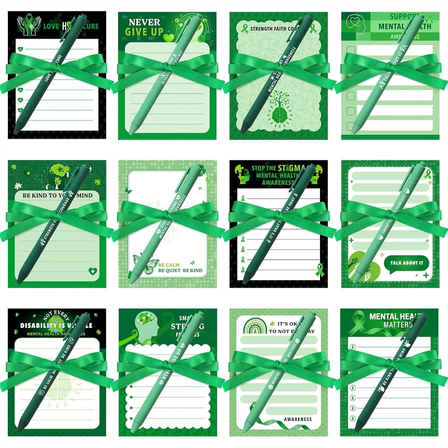 

36 Sets Mental Health Sticky Notes with Pens and Ribbons for Office Classroom Party Favors