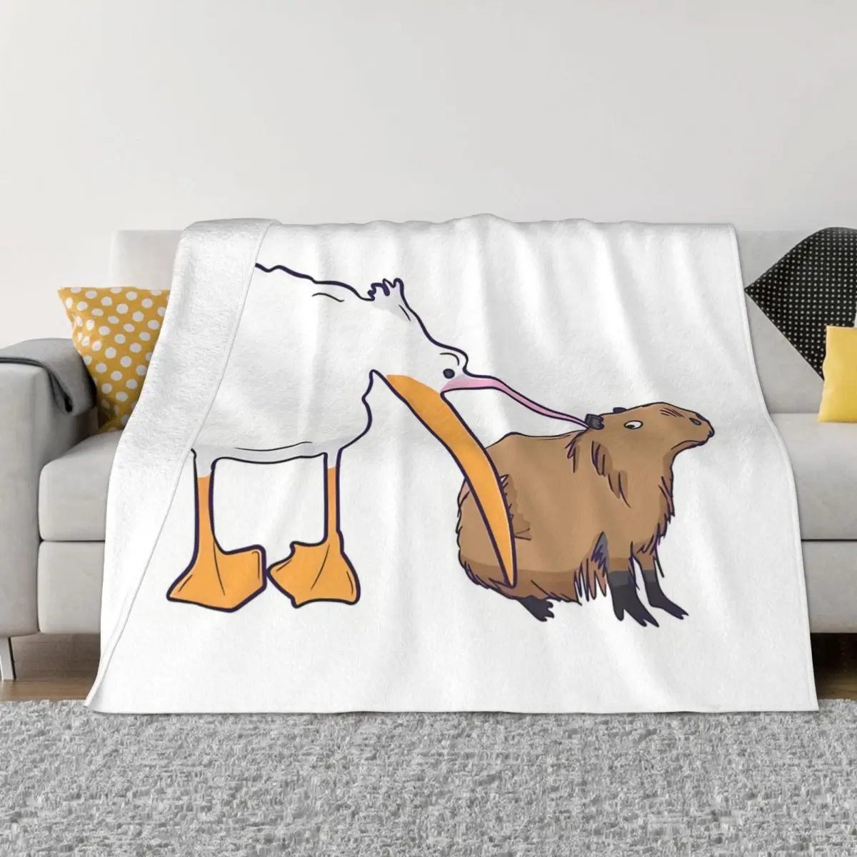 Capybara Cute Animal Blanket Flannel Pelican Cozy Soft FLeece Bedspread