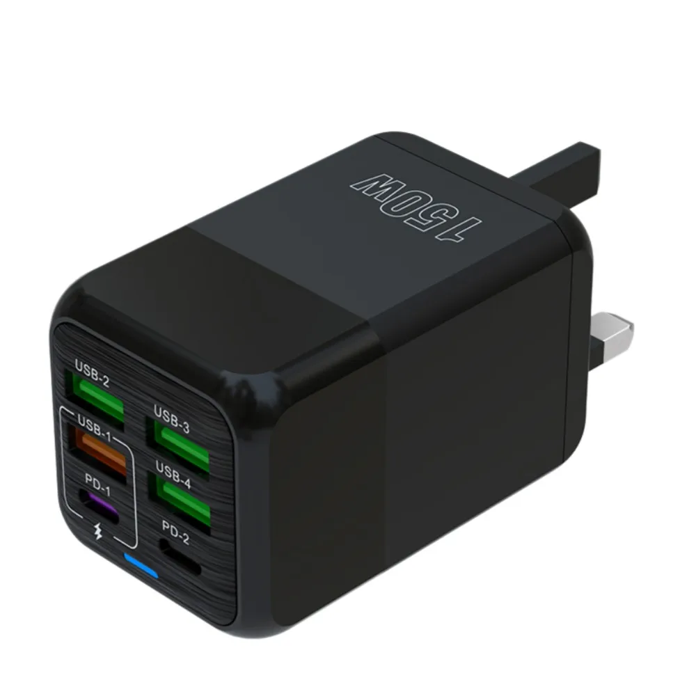 150W 6-Port USB C Fast Charger PD QC 3.0 PPS quick Charging Station, Multi-Device Wall Charger for iPhone Samsung Xiaomi Laptop
