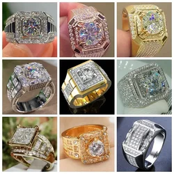 Wholesale White Zircon Full Crystal Rings For Women Men Hip Hop Wedding Engagement Ring Jewelry Size 5-12