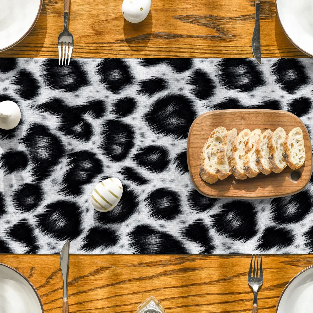 Leopard Print Geometry Table Runner Kitchen Dining  Table Decoration for Indoor Outdoor Home Table Runners Dining Long Cloth