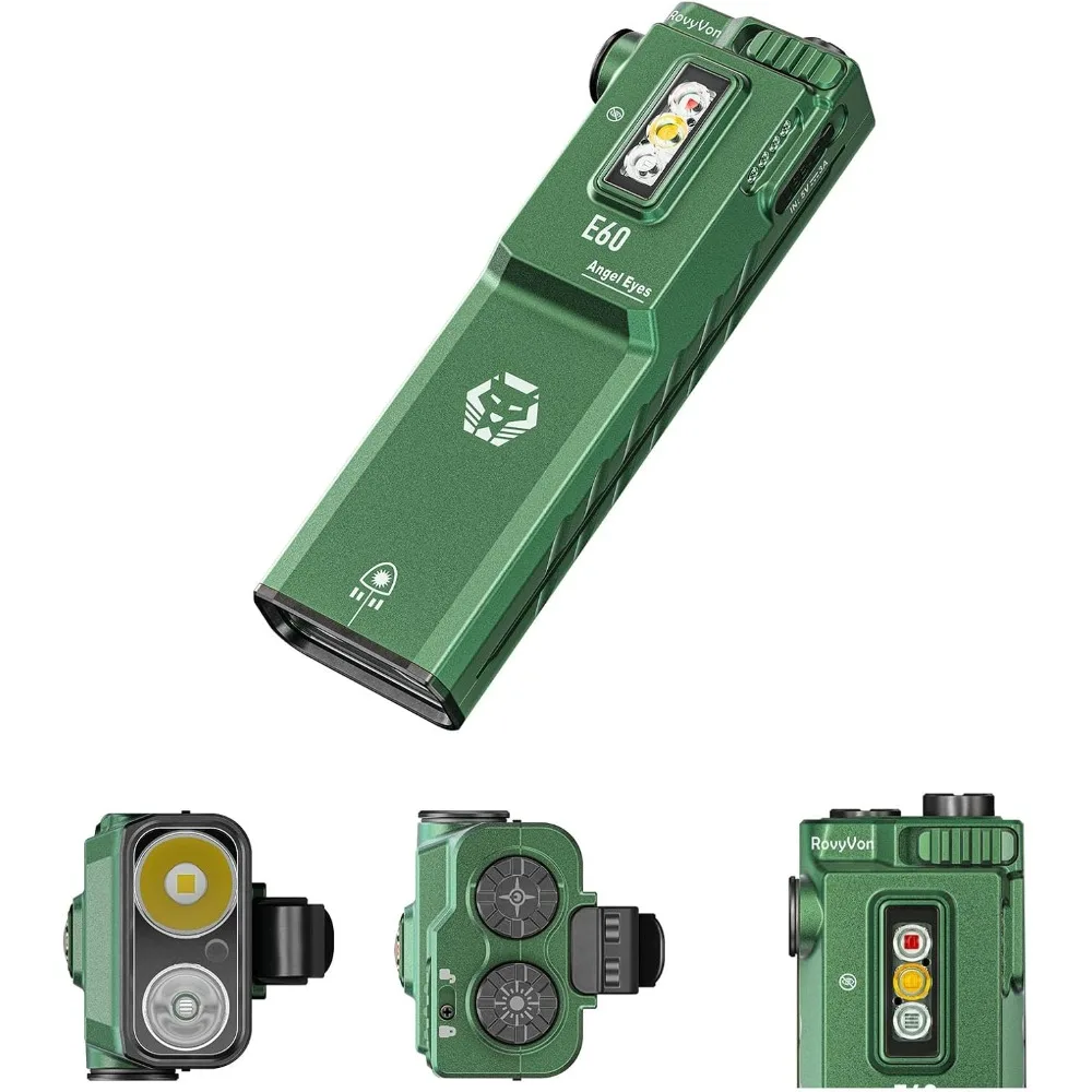 EDC Flashlight 1500 Lumen White Green Beam 365nm UV USB C Rechargeable Triple Sidelight for Outdoor Work Signaling